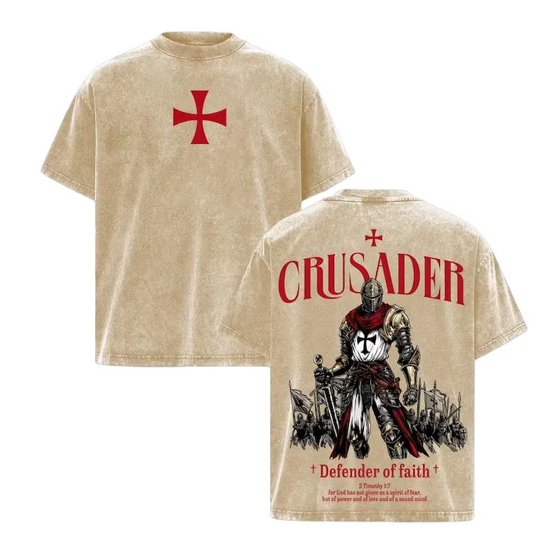 Defender of Faith Crusader Vintage Vintage Unisex  Washed T-Shirt