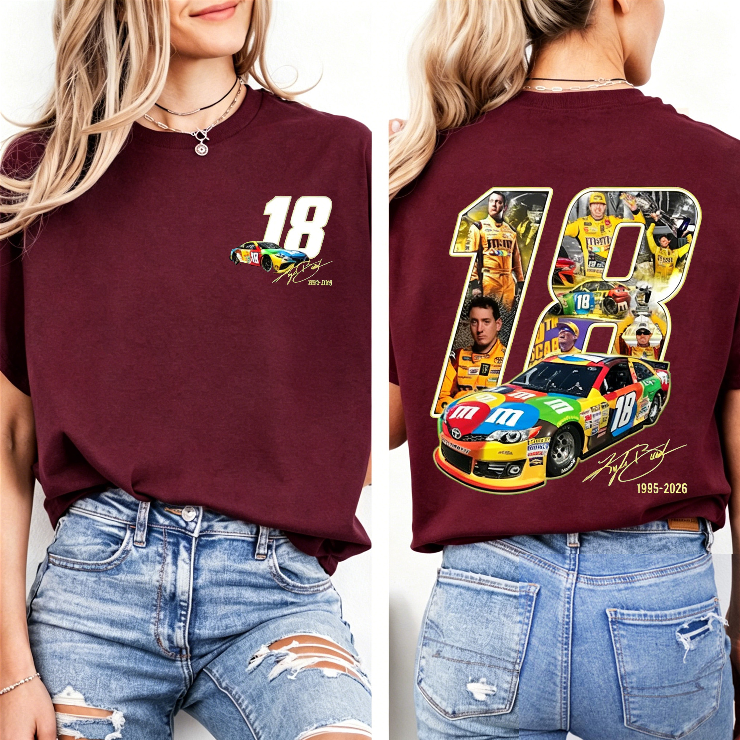 Vintage Kyle Busch 18 Tribute RIP Rowdy 1985-2026 Unisex Shirts/Crewneck/Hoodie