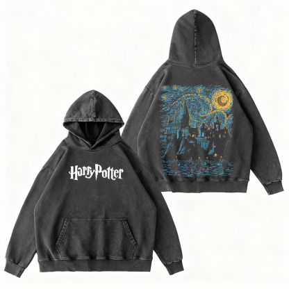 Harry Potter Hogwarts Graphic Oversized Washed T-shirt/Crewneck/Hoodie