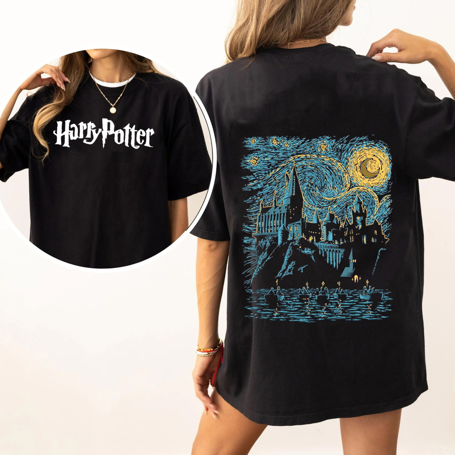 Harry Potter Hogwarts Graphic Oversized Washed T-shirt/Crewneck/Hoodie