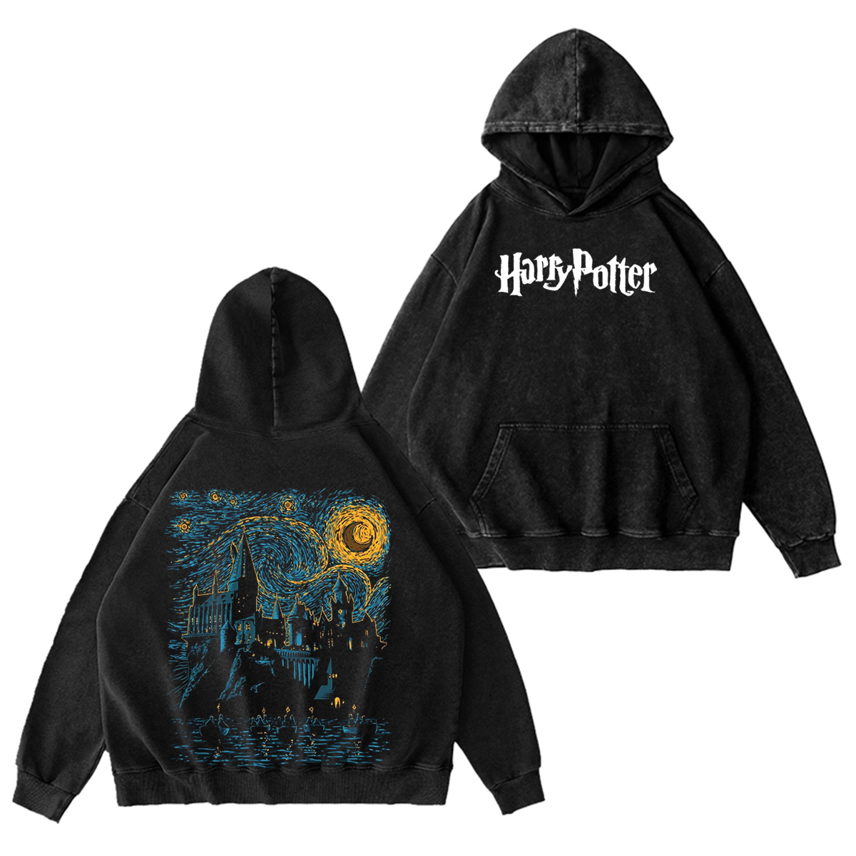 Harry Potter Hogwarts Graphic Oversized Washed T-shirt/Crewneck/Hoodie