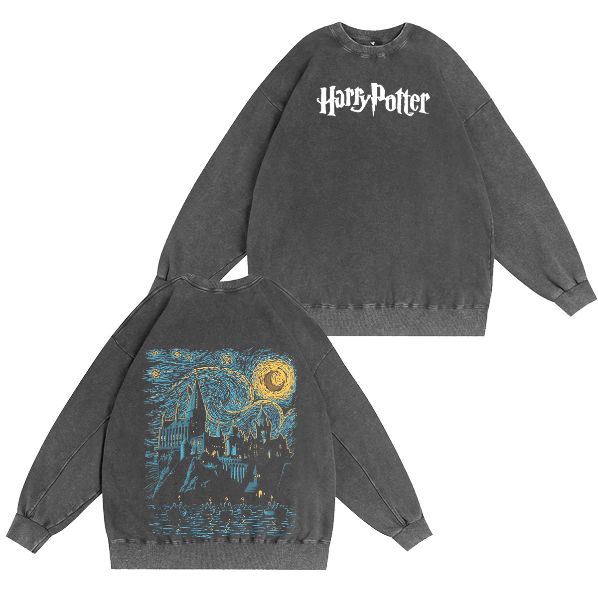 Harry Potter Hogwarts Graphic Oversized Washed T-shirt/Crewneck/Hoodie