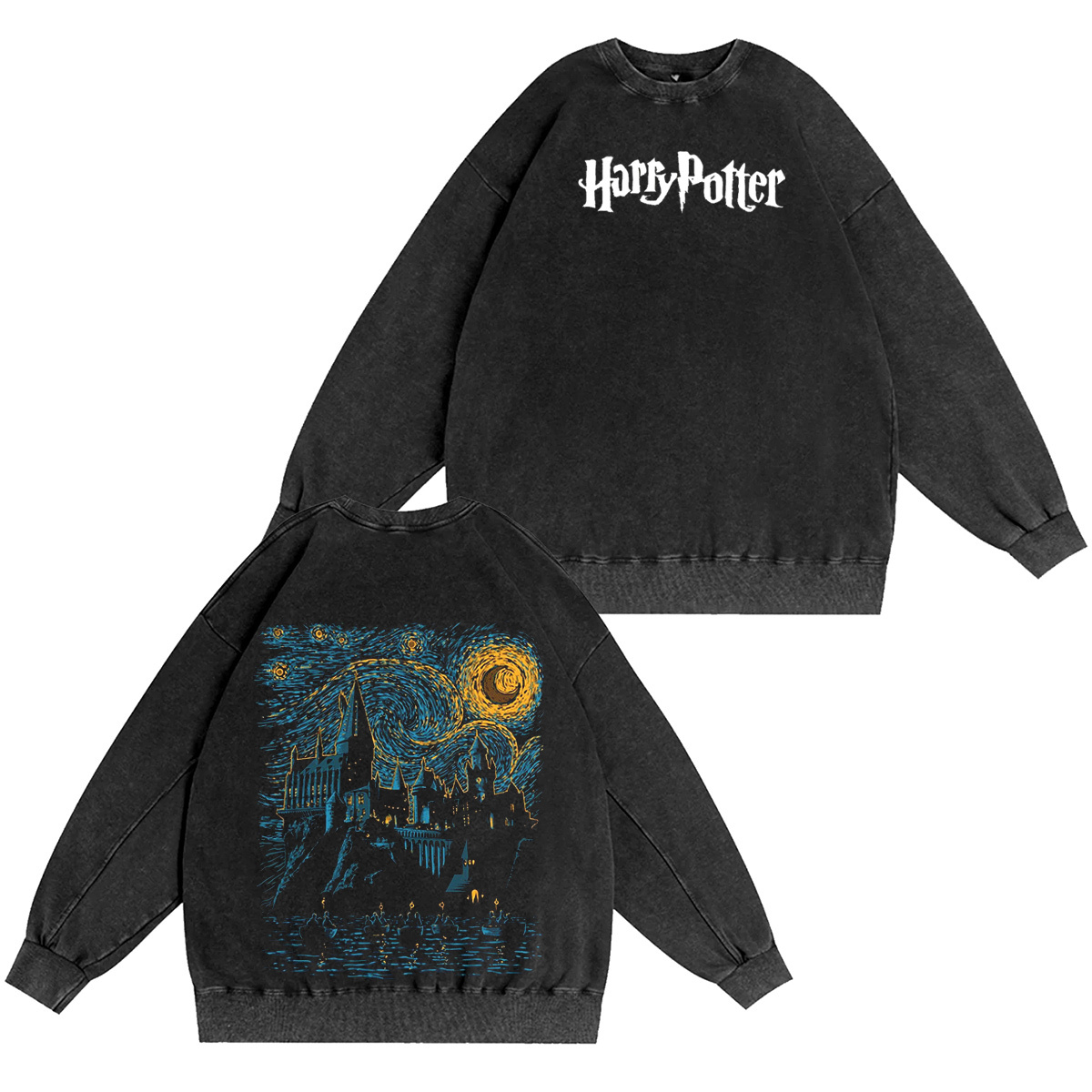 Harry Potter Hogwarts Graphic Oversized Washed T-shirt/Crewneck/Hoodie