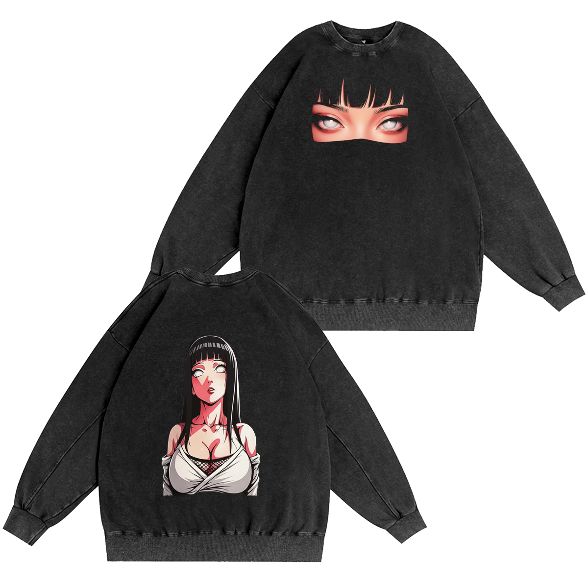 Hinata x Naruto Anime Double Printed Vintage Washed T-shirt/Crewneck/Hoodie