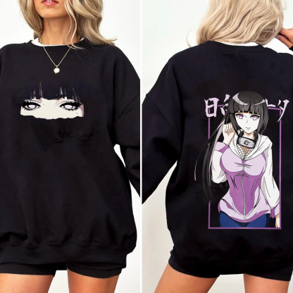 Hinata x Naruto Anime Double Printed Vintage Washed T-shirt/Crewneck/Hoodie