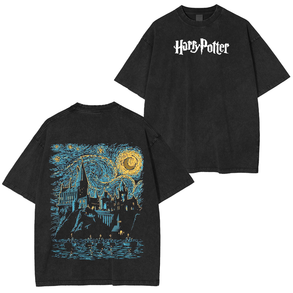 Harry Potter Hogwarts Graphic Oversized Washed T-shirt/Crewneck/Hoodie