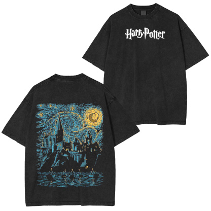 Harry Potter Hogwarts Graphic Oversized Washed T-shirt/Crewneck/Hoodie