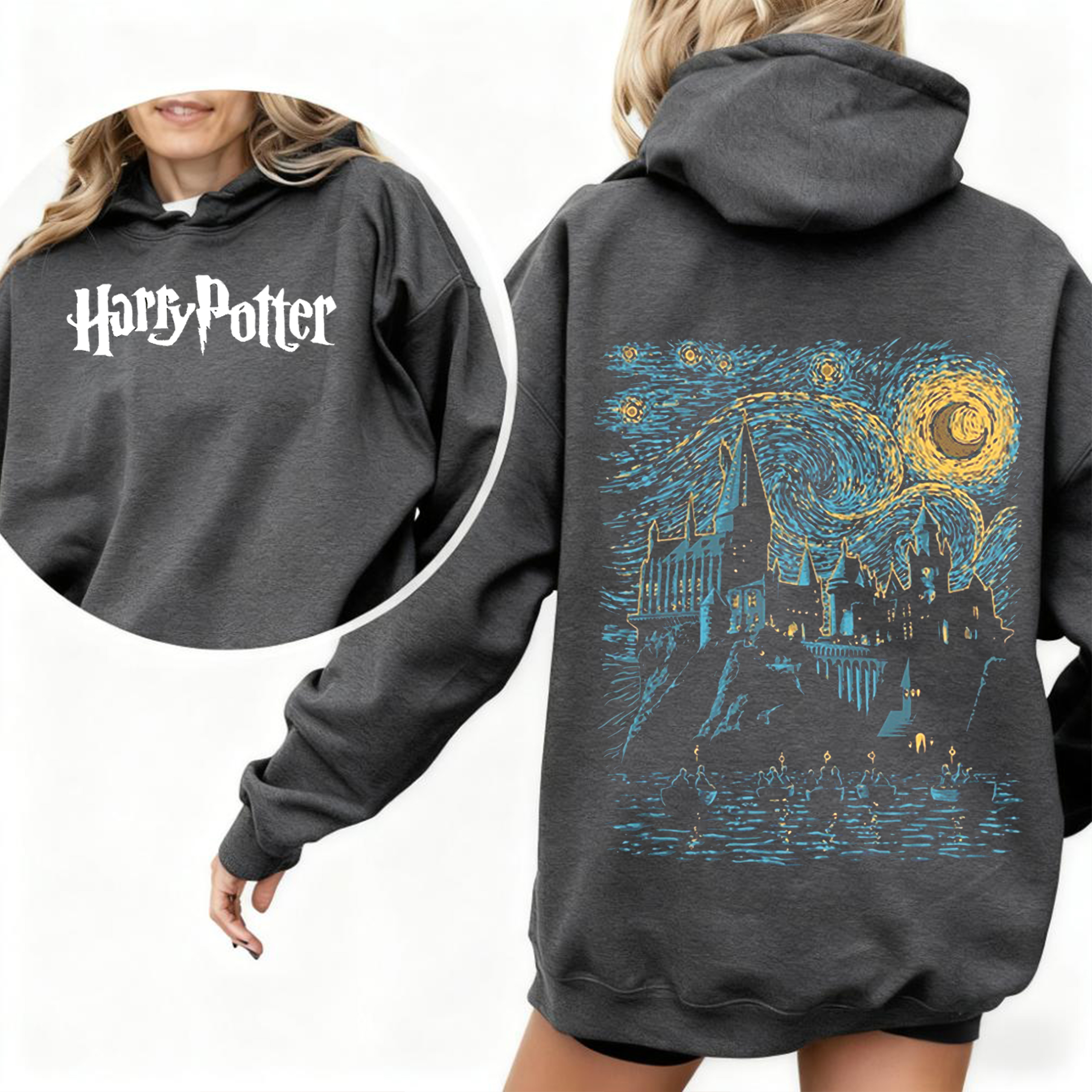 Harry Potter Hogwarts Graphic Oversized Washed T-shirt/Crewneck/Hoodie