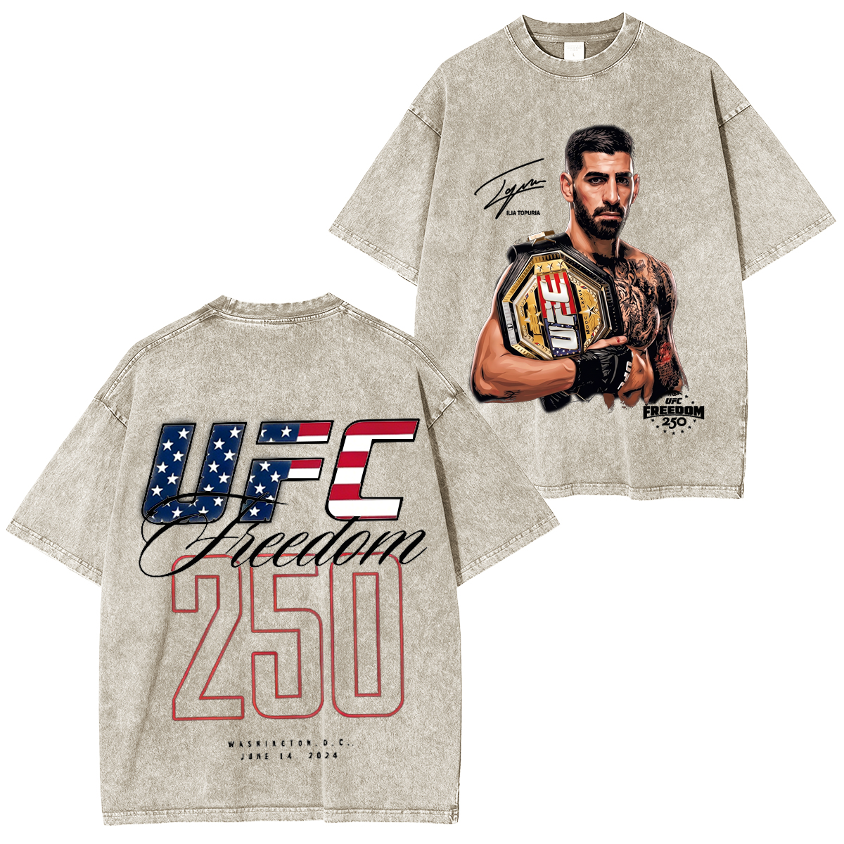 UFC Freedom Collection] UFC Freedom 250 Fighters Unisex Washed T-Shirt