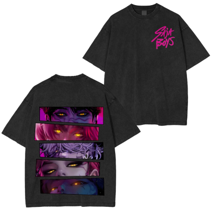 KPop Demon Hunters Saja Boys Oversized  Washed  Vintage Tee