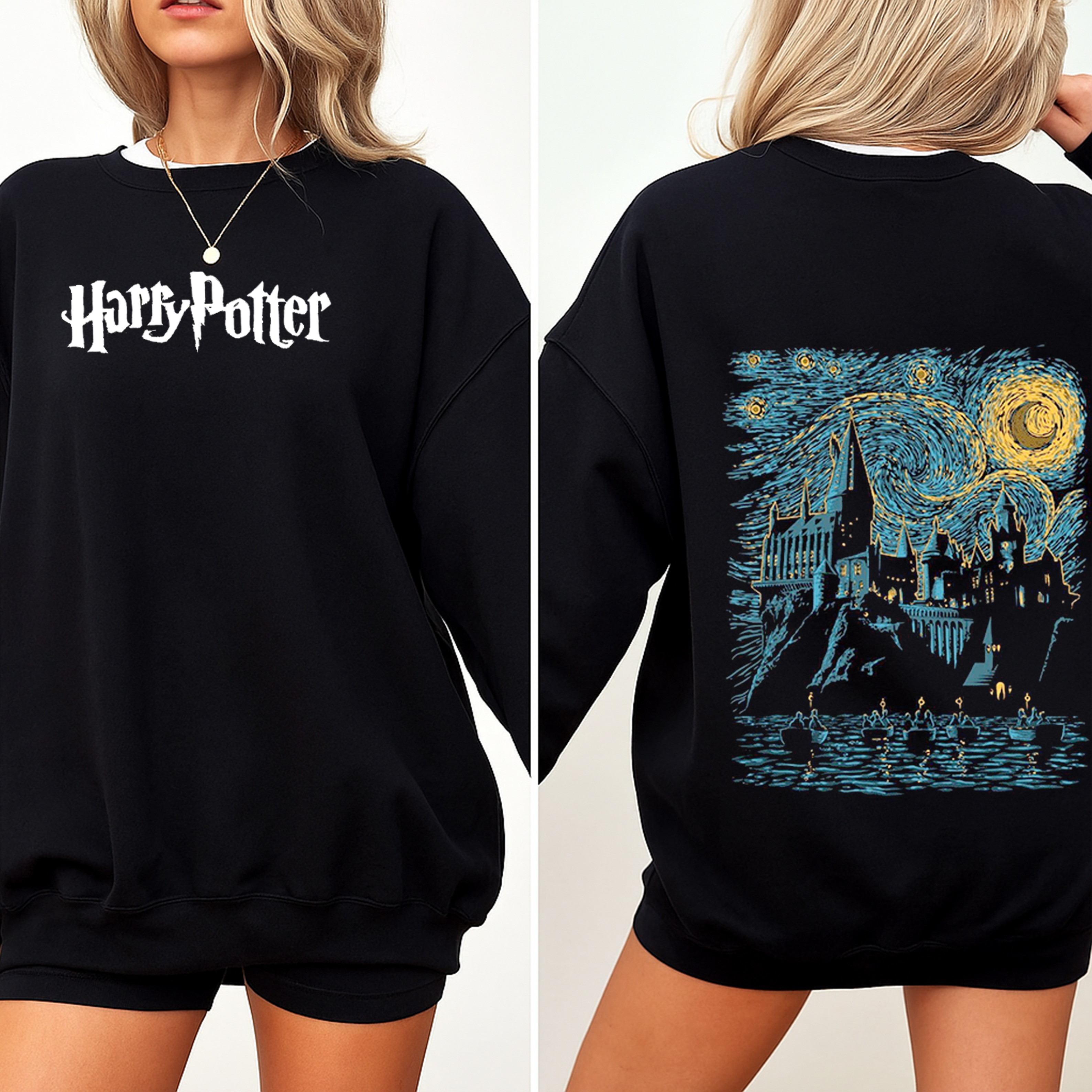 Harry Potter Hogwarts Graphic Oversized Washed T-shirt/Crewneck/Hoodie