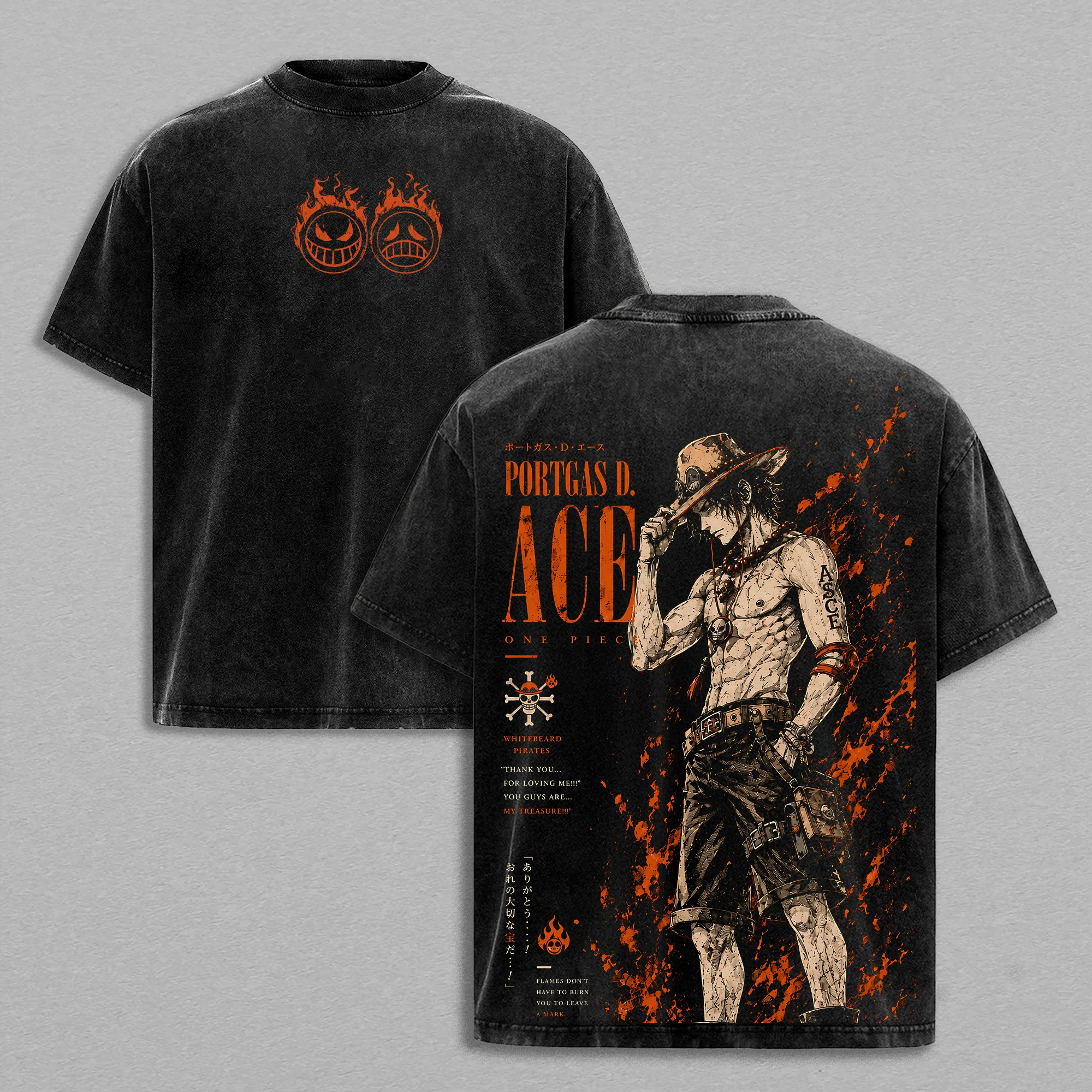 Portgas D. Ace Vintage  inspired Graphic Unisex Washed T-Shirt