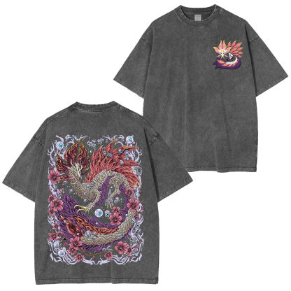 Mizutsune the Bubble Fox Leviathan Unisex Washed T-Shirt