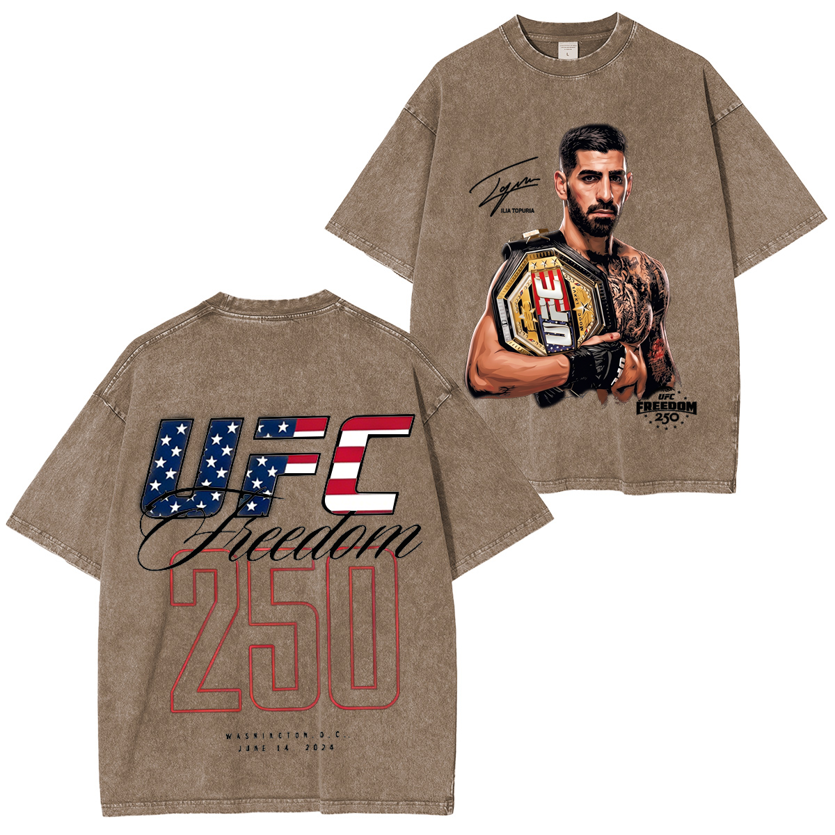 UFC Freedom Collection] UFC Freedom 250 Fighters Unisex Washed T-Shirt