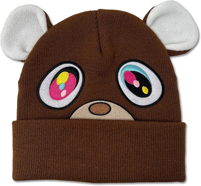 Graduation Kanye Bear Brown Beanie One Size with Ears, Brown, One Size