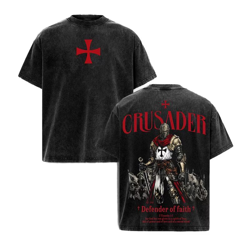 Defender of Faith Crusader Vintage Vintage Unisex  Washed T-Shirt