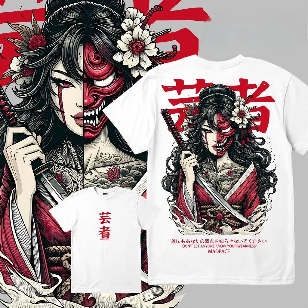 Half-Faced Skull Geisha Japanese Culture Oversize Unisex Shirts/Crewneck/Hoodie