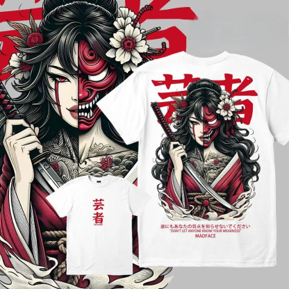 Half-Faced Skull Geisha Japanese Culture Oversize Unisex Shirts/Crewneck/Hoodie