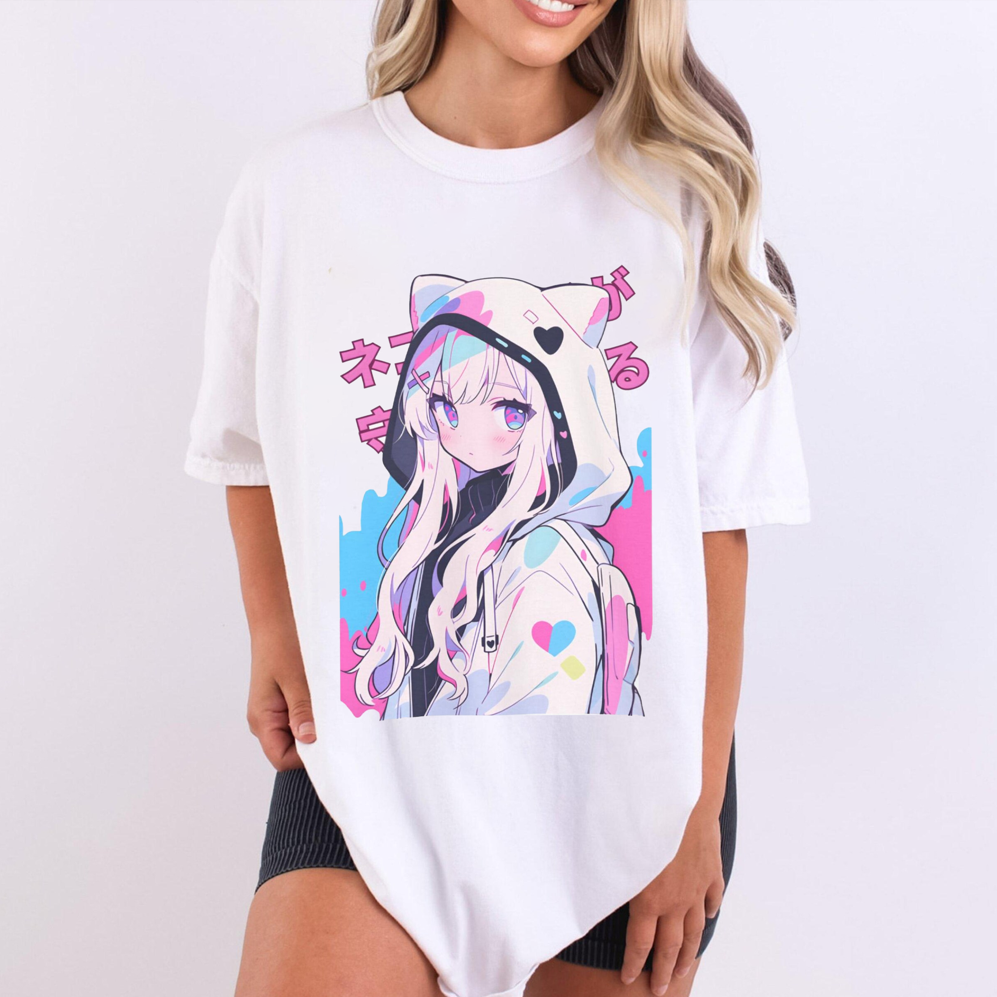 Pastel Cat girl,Retro Japanese Streetwear Unisex Shirt/Crewneck/Hoodie