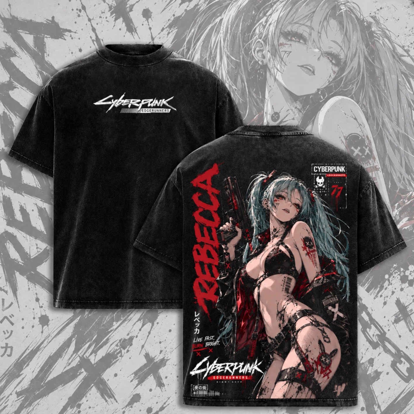 Rebecca⁠ ⁠Cyberpunk Edgerunners⁠ ⁠Oversized T-shirt/Crewneck/Hoodie