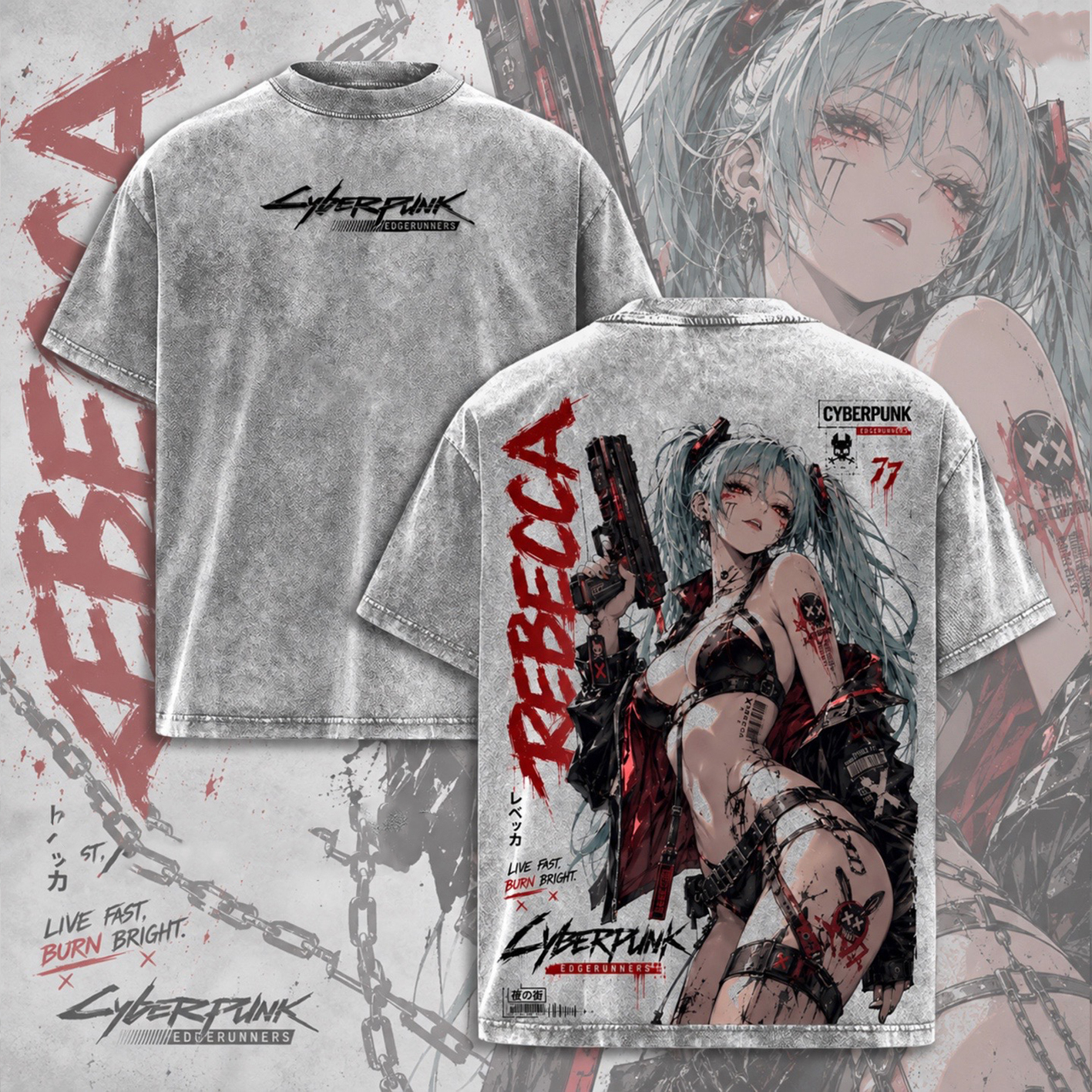 Rebecca⁠ ⁠Cyberpunk Edgerunners⁠ ⁠Oversized T-shirt/Crewneck/Hoodie