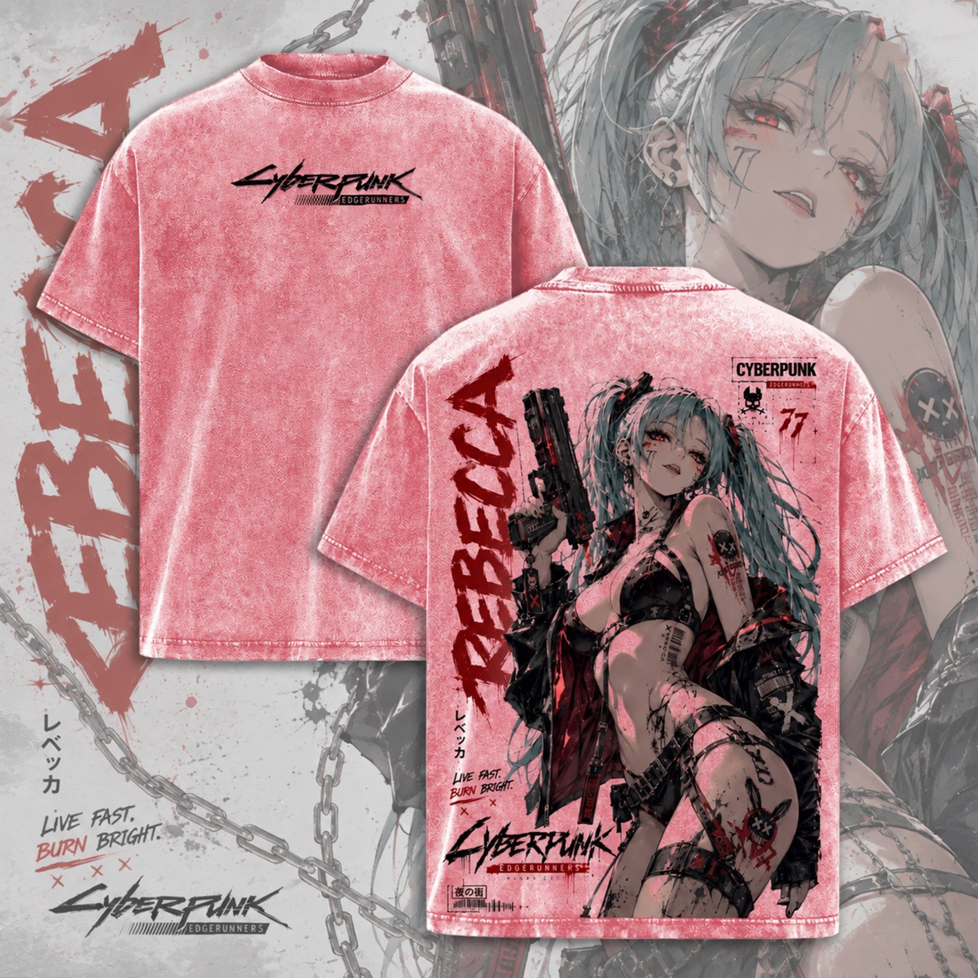 Rebecca⁠ ⁠Cyberpunk Edgerunners⁠ ⁠Oversized T-shirt/Crewneck/Hoodie