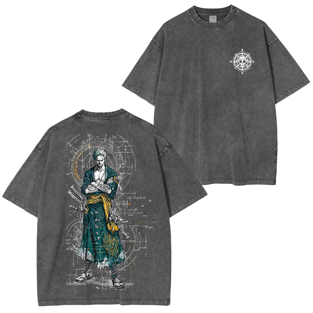 Sanji X Zoro X Luffy One Piece Unisex Washed T-Shirt