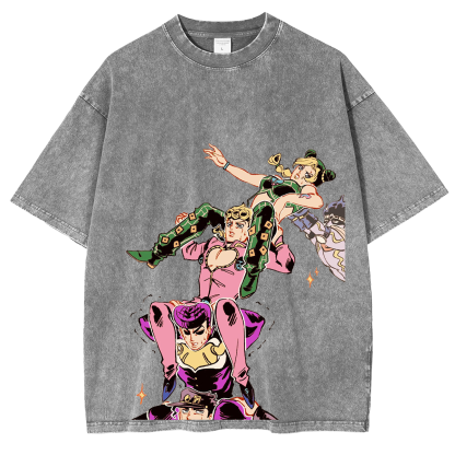 Joestar family,Jojo Anime Unisex Washed T-Shirt
