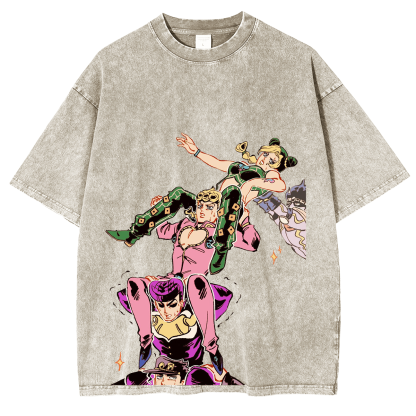 Joestar family,Jojo Anime Unisex Washed T-Shirt