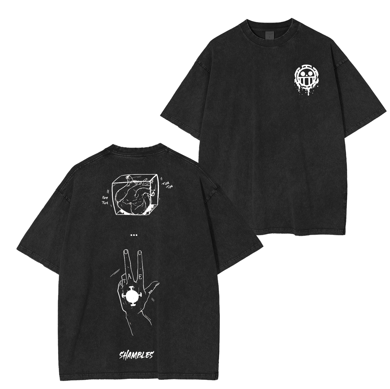 Retro Heavy Limited Shambles Trafalgar D. Water Law ,One Piece Anime Unisex Washed T-Shirt