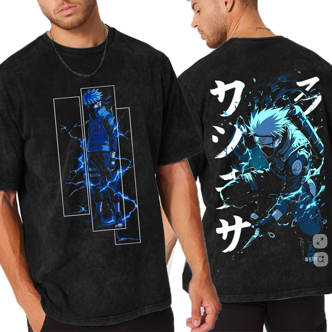 Kakashi,Naruto Anime Unisex Washed T-Shirt