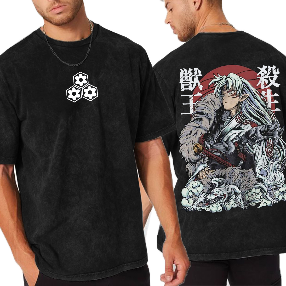 Sesshomaru Inuyasha Vintage Anime Unisex Washed T-Shirt