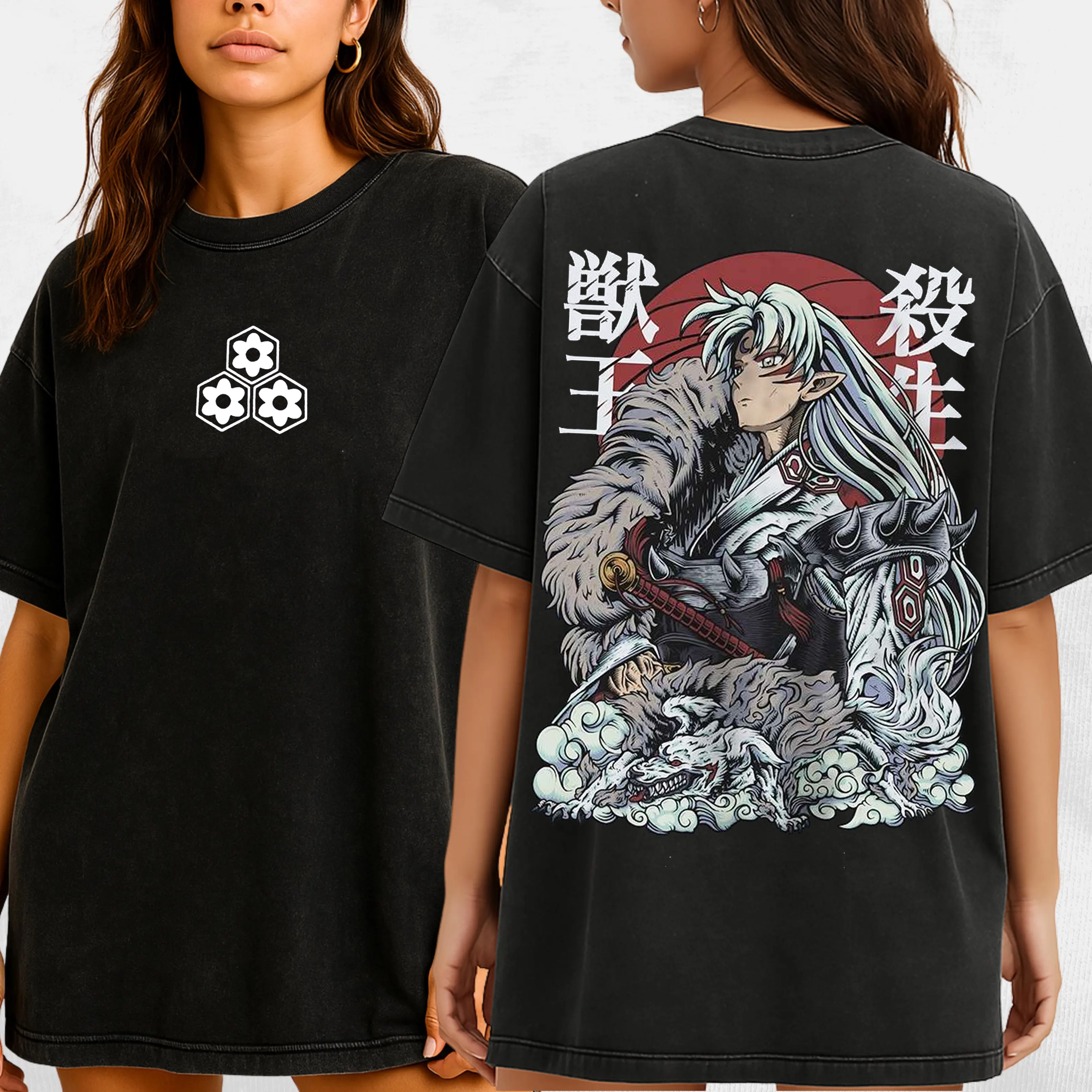 Sesshomaru Inuyasha Vintage Anime Unisex Washed T-Shirt