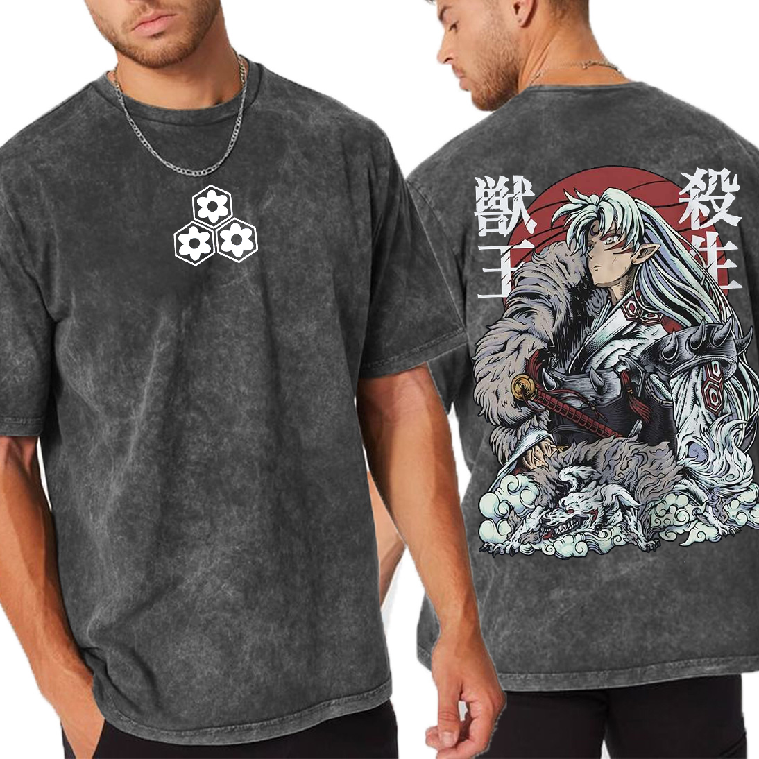 Sesshomaru Inuyasha Vintage Anime Unisex Washed T-Shirt