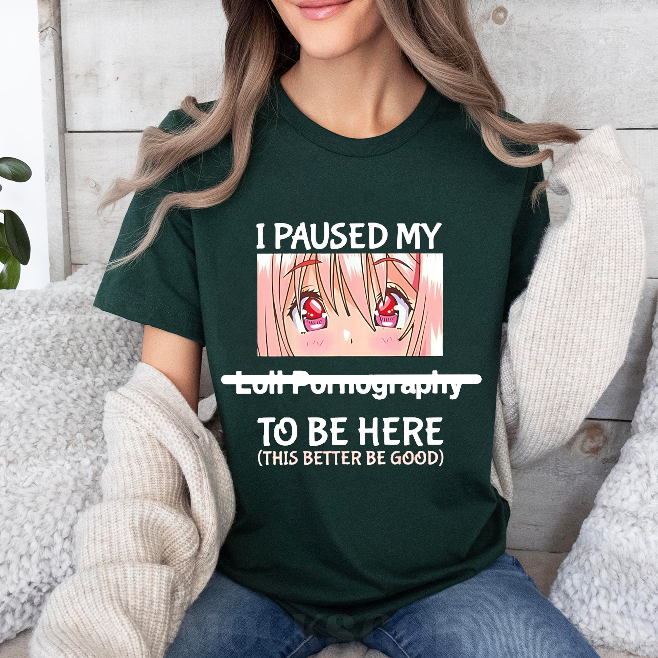 I paused my loli pornography to be here,Cute Gamer Kawaii Girl Unisex T-shirt/Crewneck/Hoodie