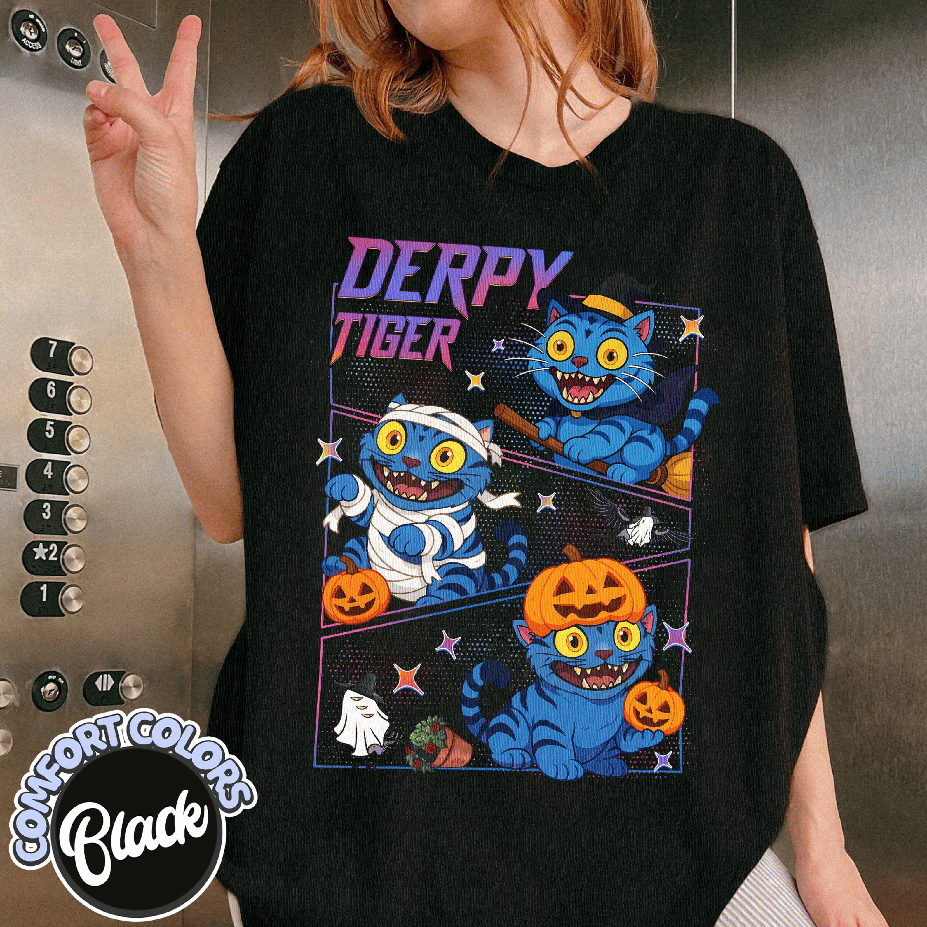 Halloween Tiger Derpy  Unisex T-shirt/Crewneck/Hoodie