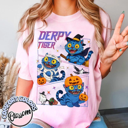 Halloween Tiger Derpy  Unisex T-shirt/Crewneck/Hoodie