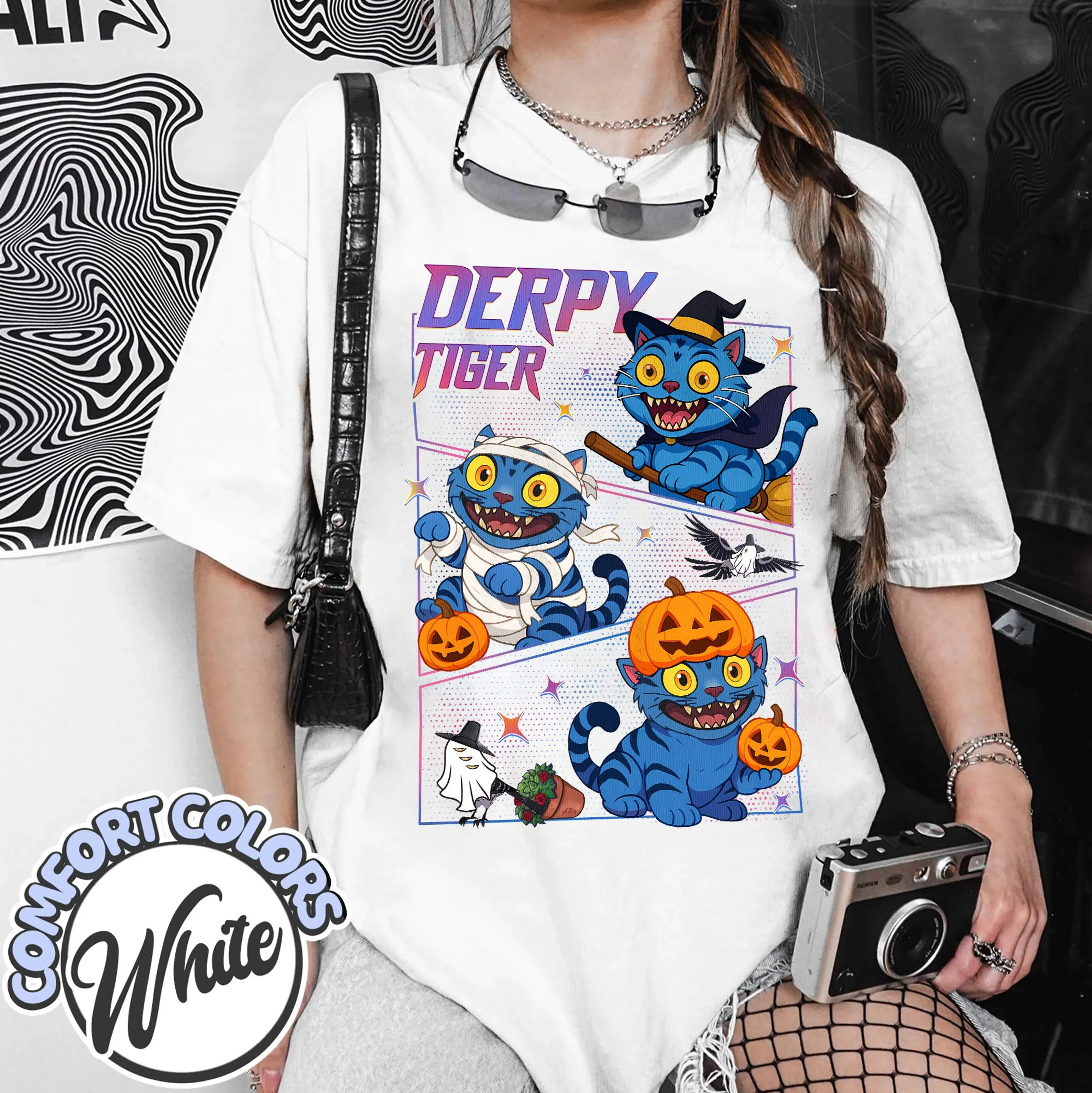 Halloween Tiger Derpy  Unisex T-shirt/Crewneck/Hoodie