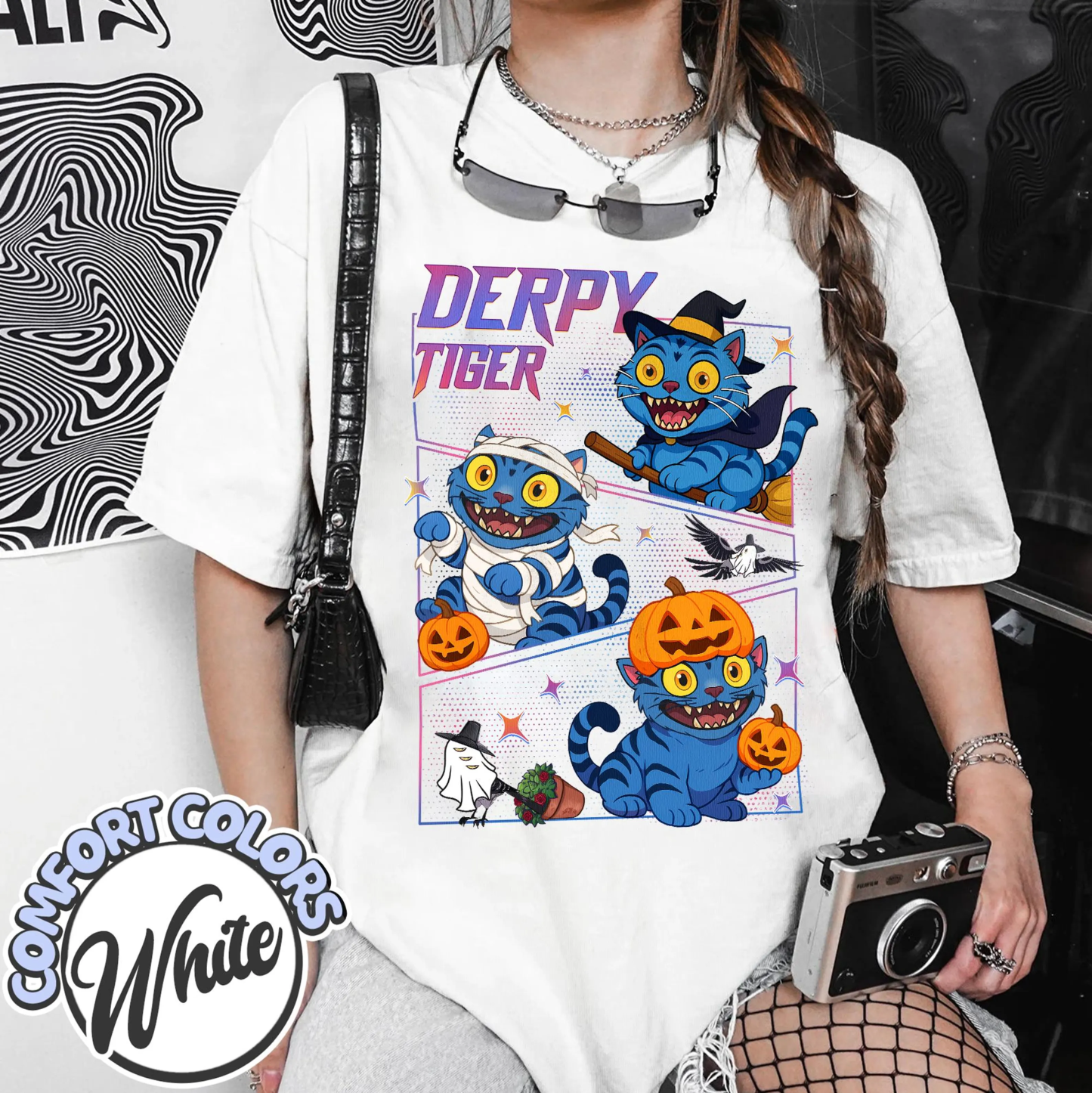 Halloween Tiger Derpy  Unisex T-shirt/Crewneck/Hoodie