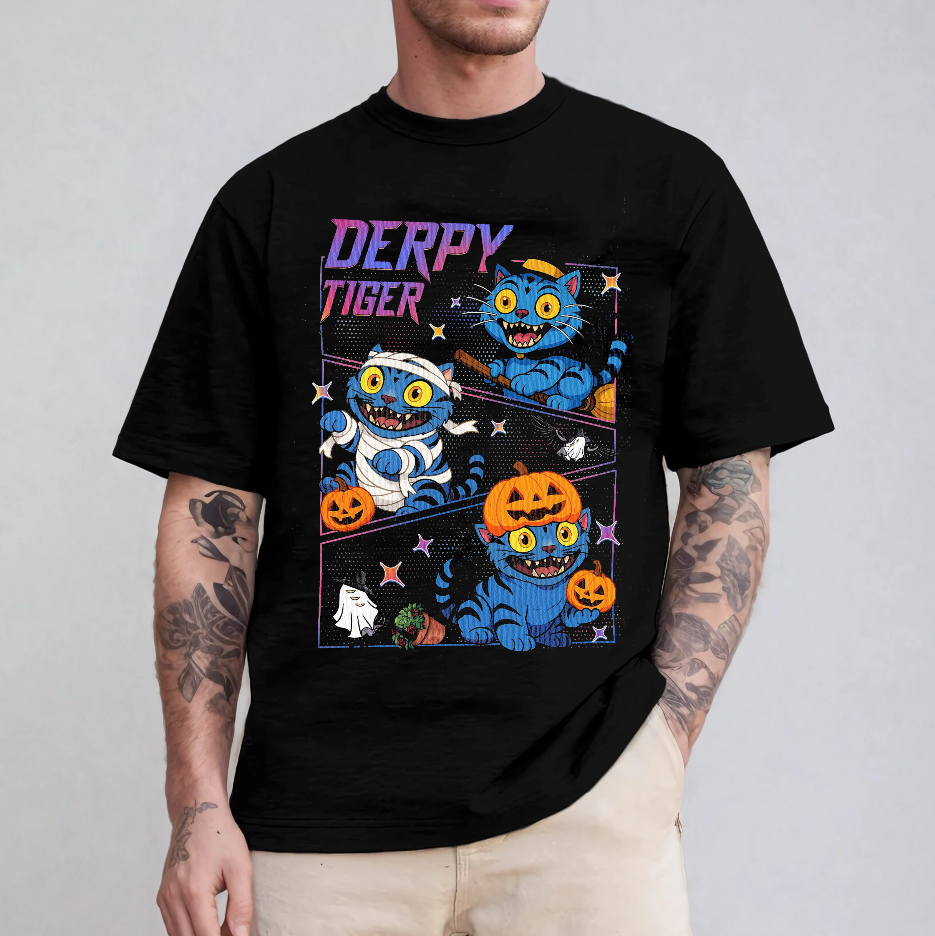 Halloween Tiger Derpy  Unisex T-shirt/Crewneck/Hoodie