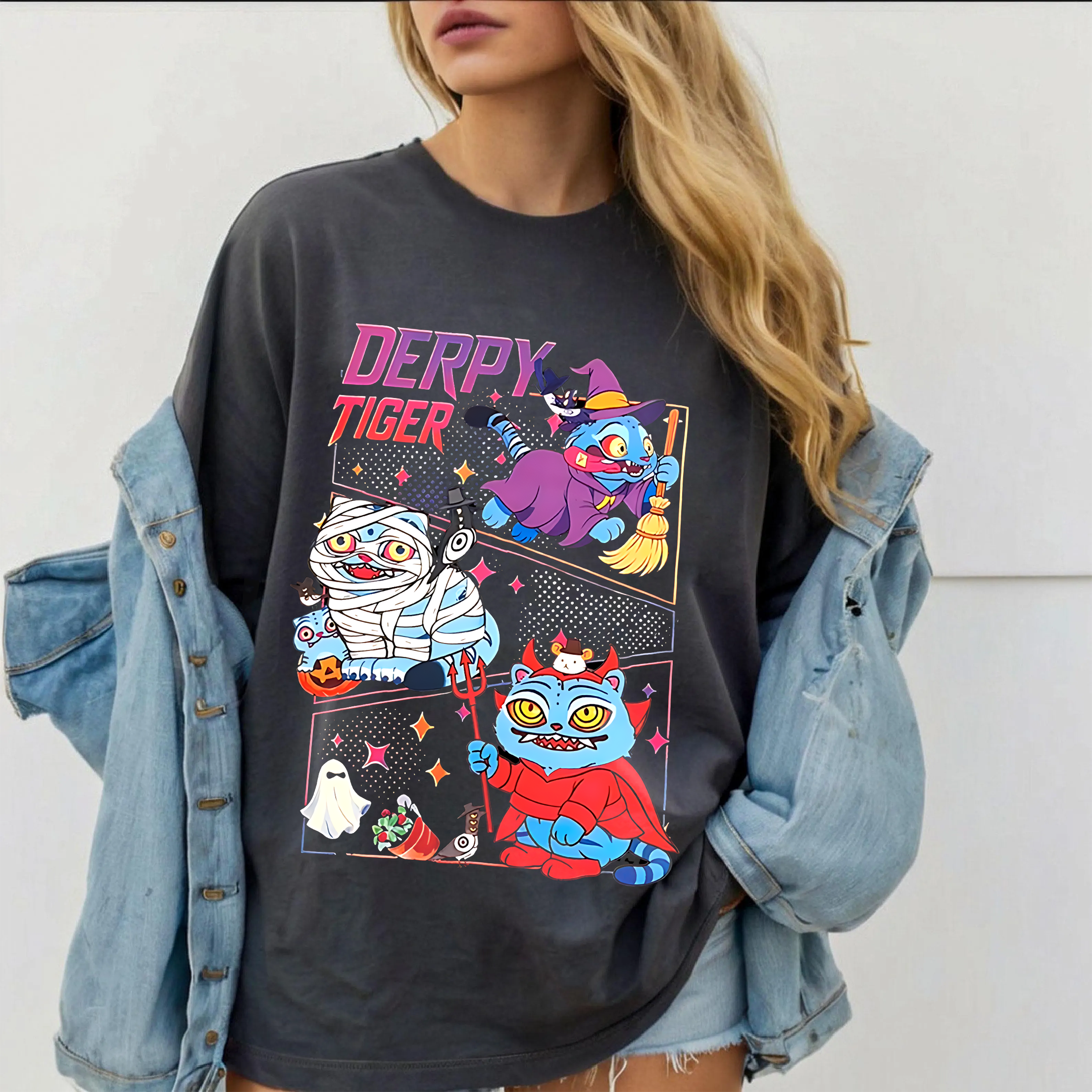 Halloween Tiger Derpy Unisex T-shirt/Crewneck/Hoodie