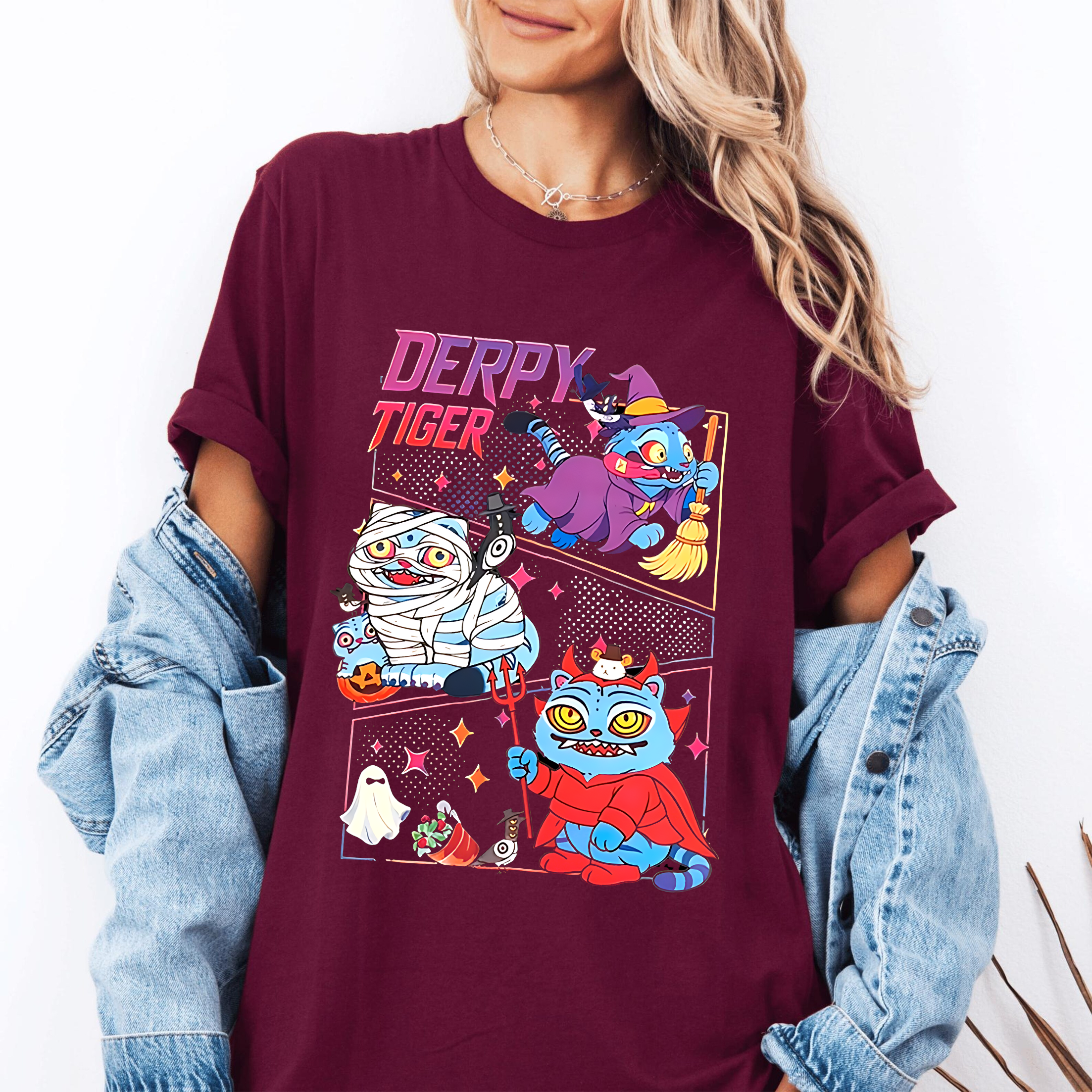 Halloween Tiger Derpy Unisex T-shirt/Crewneck/Hoodie