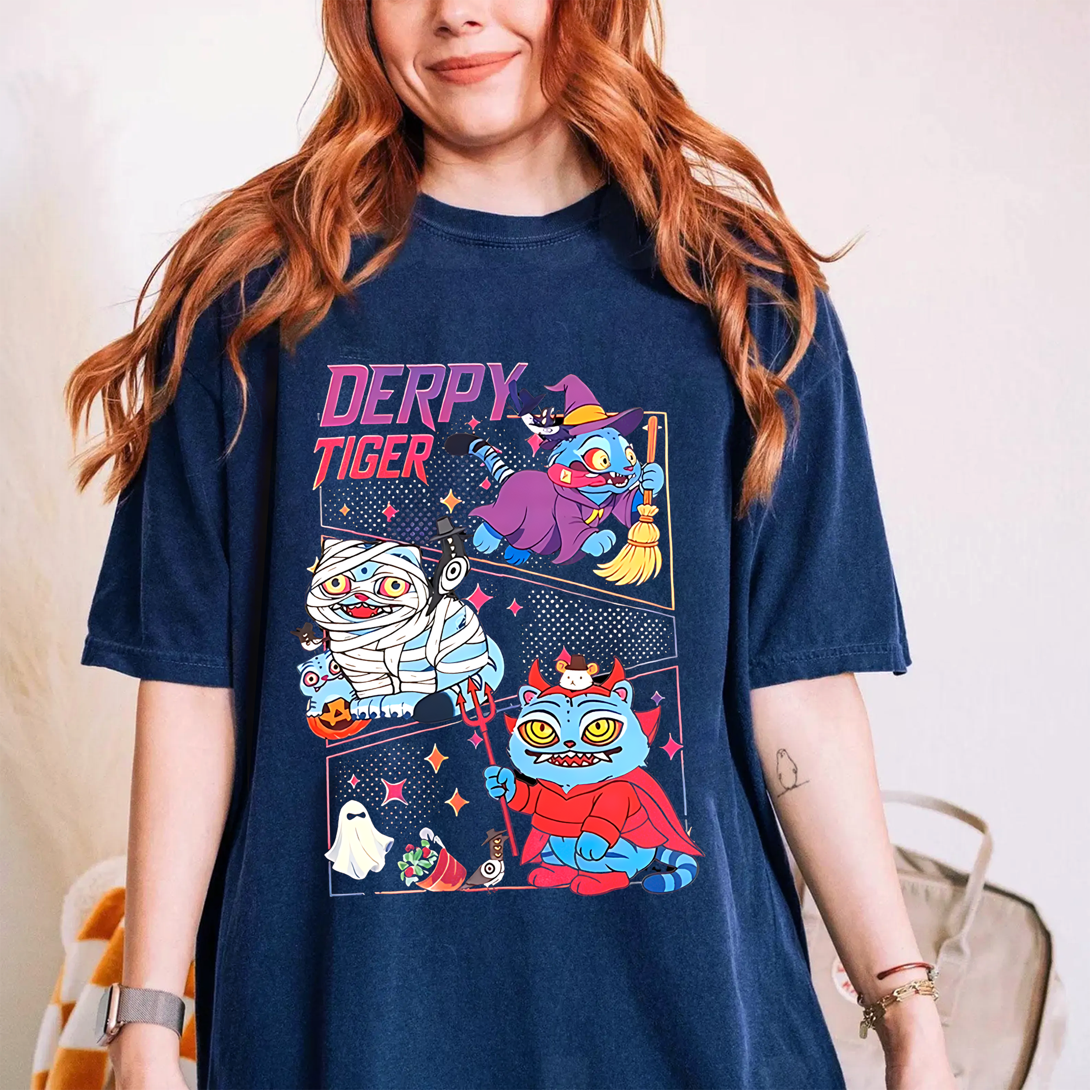Halloween Tiger Derpy Unisex T-shirt/Crewneck/Hoodie