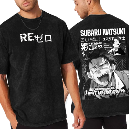 Re:Zero , Subaru Natsuki Return by Death  Unisex Washed T-Shirt