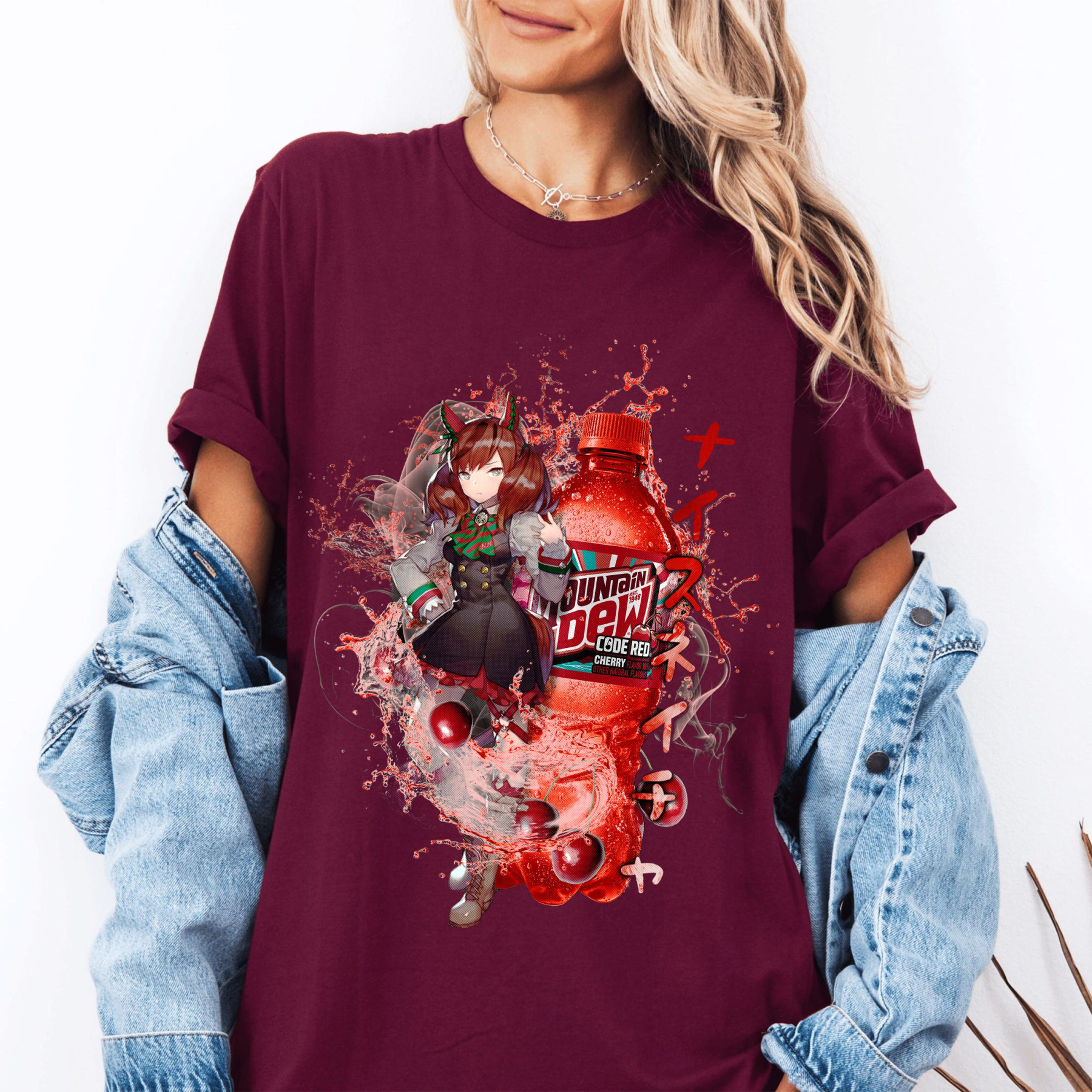 Nature Uma Musume Mountain Dew Code Red Cherry Soda Unisex T-shirt/Crewneck/Hoodie