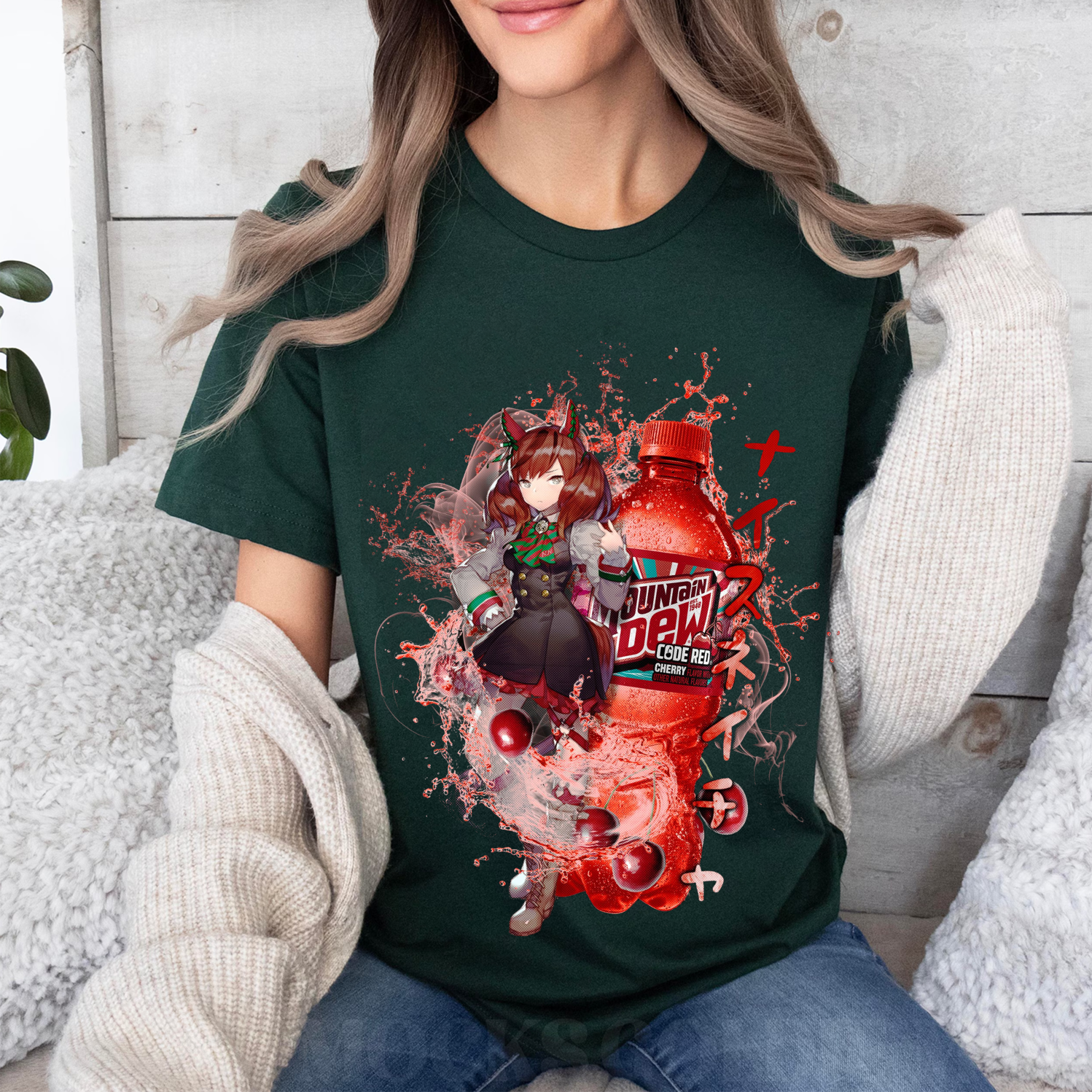 Nature Uma Musume Mountain Dew Code Red Cherry Soda Unisex T-shirt/Crewneck/Hoodie