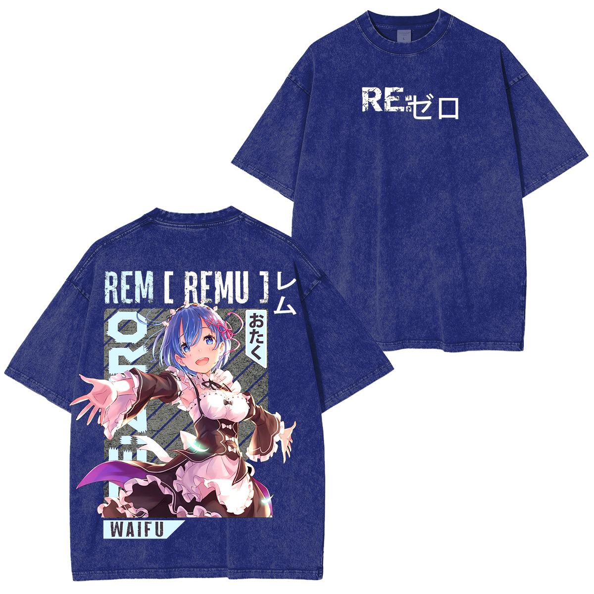 Rem,ReZero Anime Unisex Washed T-Shirt