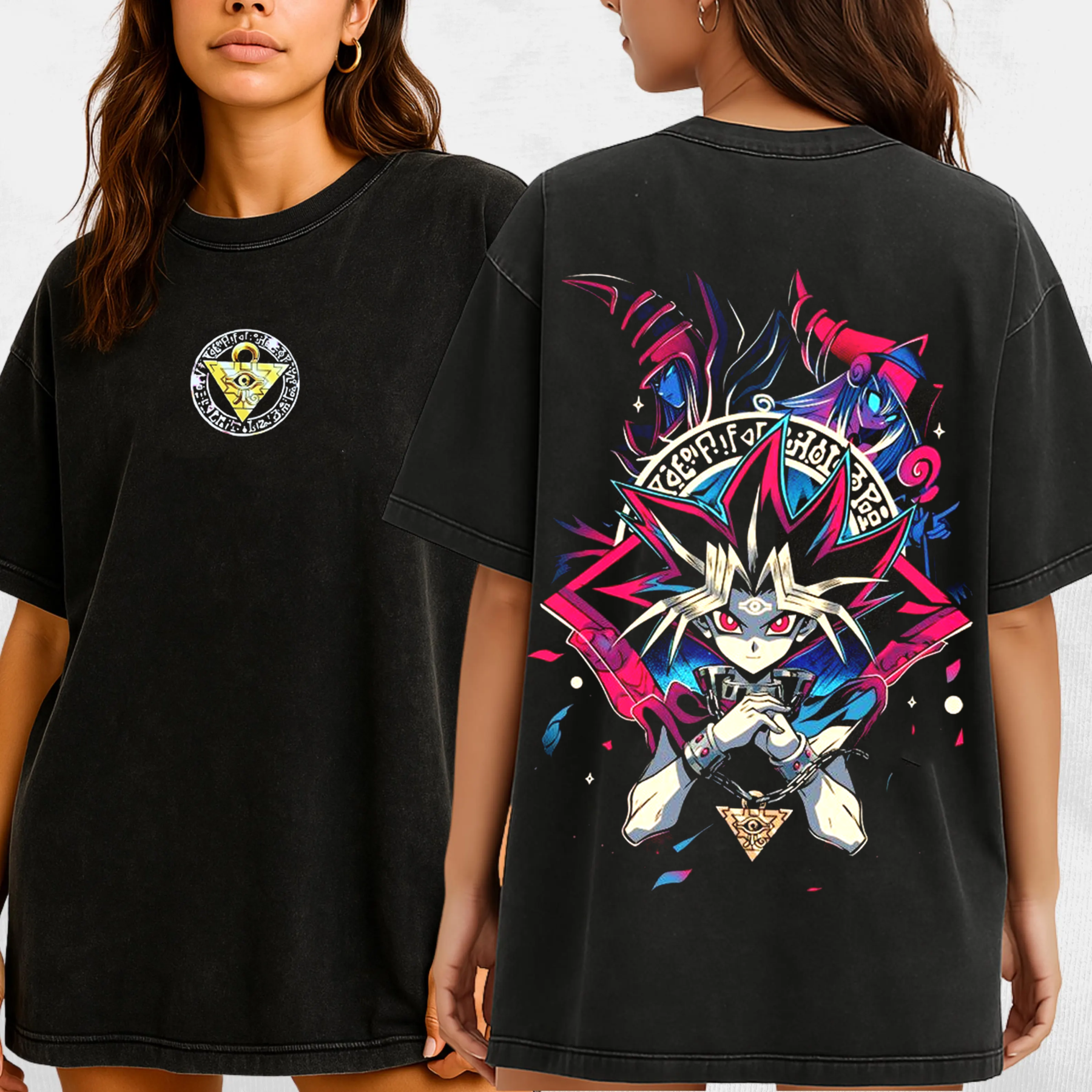 Retro limited dark magician monster card,Yu-Gi-Oh! Trading Card Game Unisex Washed T-Shirt