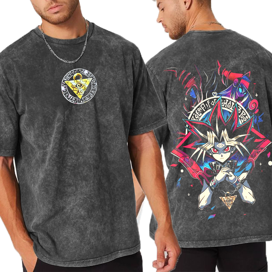 Retro limited dark magician monster card,Yu-Gi-Oh! Trading Card Game Unisex Washed T-Shirt