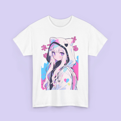 Pastel Cat girl,Retro Japanese Streetwear Unisex Shirt/Crewneck/Hoodie